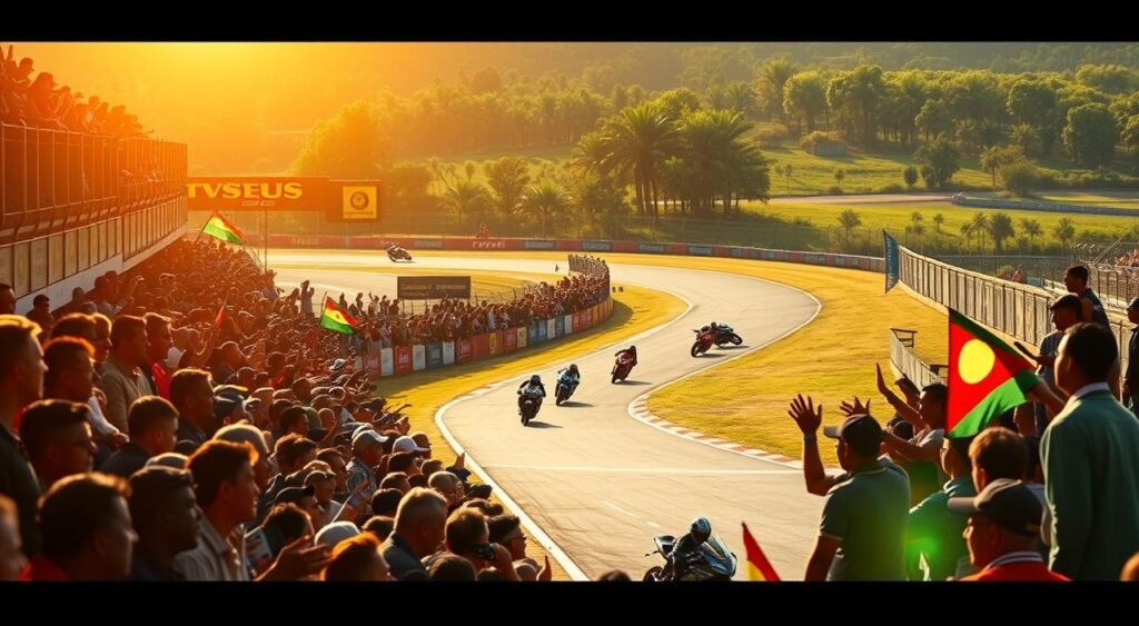 Spectators enjoying trackside viewing at the TVS Petronas India One Make Championship Spectators enjoying trackside viewing at the TVS Petronas India One Make Championship