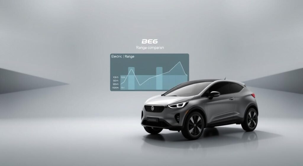 BE6 electric vehicle comparison range performance